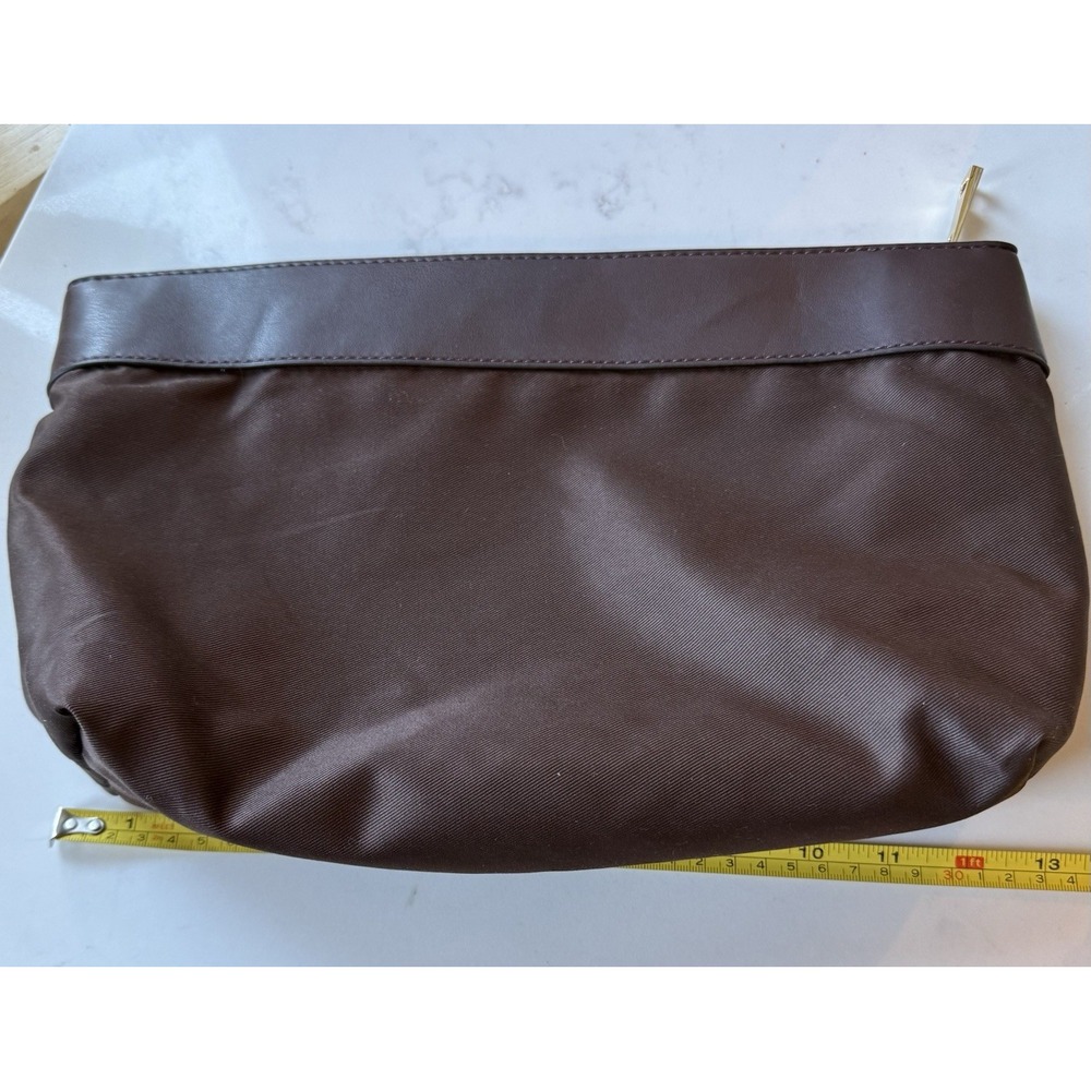 ALDO Brown travel pouch  Zip Closure Gold Tone Hardware Nylon and Leather